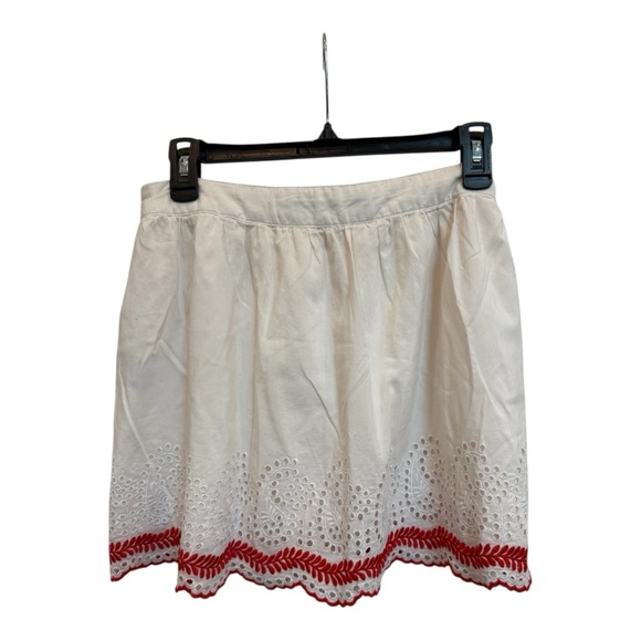 Patterson J. Kincaid Originals White Eyelet Skirt Red Embroidered Hem Size M - Picture 1 of 6